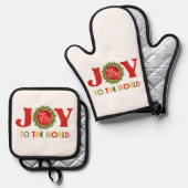 Joy to the World Kerstmis Wreath Ovenwant & Pannenlap Set (Voorkant / Achterkant)