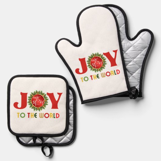 Joy to the World Kerstmis Wreath Ovenwant & Pannenlap Set (Voorkant / Achterkant)