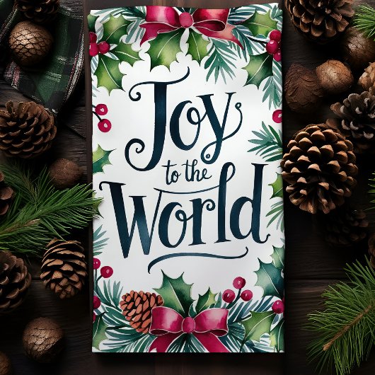 Joy to the World Kerstmis Wreath Theedoek