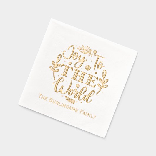 "Joy to the World" Kerstnaam Folie Servetten (Links)