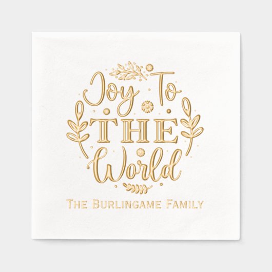 "Joy to the World" Kerstnaam Folie Servetten (Voorkant)