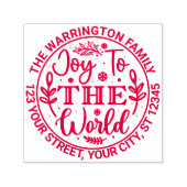 "Joy to the World" Kerstnaam Terug Adres Zelfinktende Stempel (Design)
