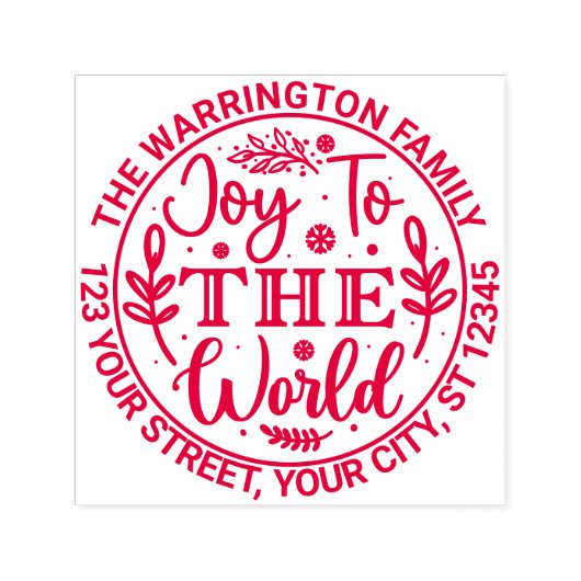 "Joy to the World" Kerstnaam Terug Adres Zelfinktende Stempel (Design)