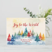 Joy to the World Kleurrijke Pines Kerst Kaart (Staand voorkant)