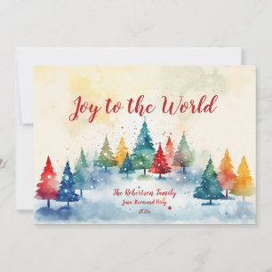 Joy to the World Kleurrijke Pines Kerst Kaart