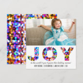 Joy to the World Kleurrijke Sparkly Vakantiefoto Feestdagenkaart (Voorkant / Achterkant)