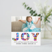 Joy to the World Kleurrijke Sparkly Vakantiefoto Feestdagenkaart (Staand voorkant)