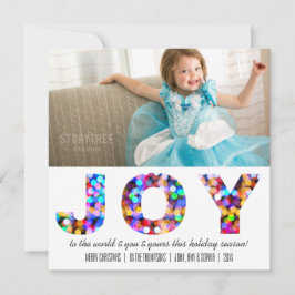 Joy to the World Kleurrijke Sparkly Vakantiefoto Feestdagenkaart
