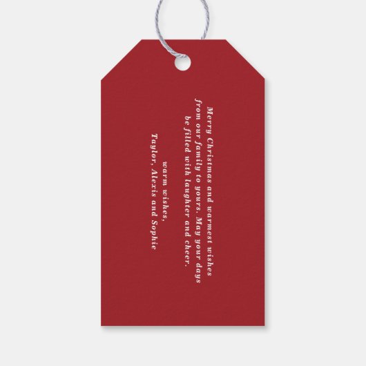 Joy to the World Lettering Red Christmas Cadeaulabel (Achterkant)