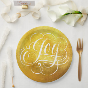 Joy to the World Luxe Kerstmis - Faux Gold Folie Papieren Bordje