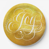 Joy to the World Luxe Kerstmis - Faux Gold Folie Papieren Bordje (Voorkant)