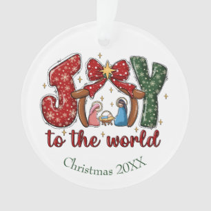 Joy to the World Manger Scene Christelijk Kerst Ornament