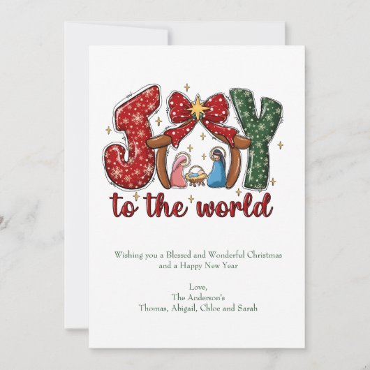 Joy to the World Manger Scene Christelijk Religieu Feestdagenkaart (Voorkant)