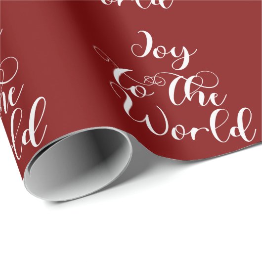 Joy to the World Maroon Gift Wrapping Paper Cadeaupapier (Rol Hoek)
