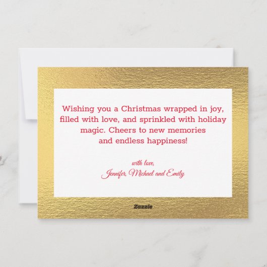 Joy to the World, Modern Script Gouden folie Foto Feestdagenkaart (Achterkant)