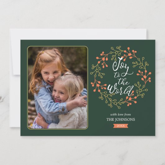 Joy to the World Moderne kalligrafie Vakantie kran Feestdagenkaart (Voorkant)