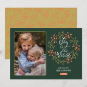 Joy to the World Moderne kalligrafie Vakantie kran Feestdagenkaart (Voorkant / Achterkant)