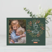 Joy to the World Moderne kalligrafie Vakantie kran Feestdagenkaart (Staand voorkant)