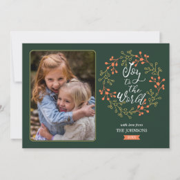 Joy to the World Moderne kalligrafie Vakantie kran Feestdagenkaart