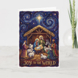 Joy to the World Nativity Christmas Card Kaart