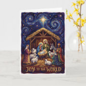 Joy to the World Nativity Christmas Card Kaart (Gele Bloem)