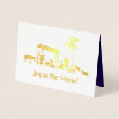 Joy to the World. Nativity Scene Luxury Real Folie Kaarten (Voorkant)