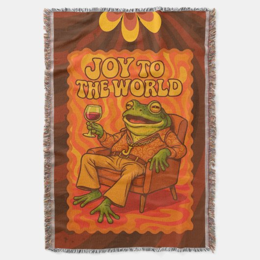 Joy to the World Psychedelic Frog with Wine Deken (Voorkant Verticaal)