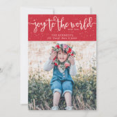 Joy to the World Red Photo Christmas Card Kaart (Voorkant)