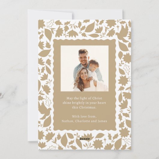 Joy to the World Religieuze Bloemen Kerstfoto Feestdagenkaart (Achterkant)