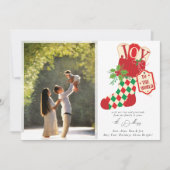 Joy to the World Retro Christmas Photo Feestdagenkaart (Voorkant)