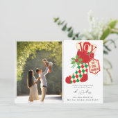 Joy to the World Retro Christmas Photo Feestdagenkaart (Staand voorkant)