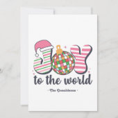 "Joy to the World" Retro Disco Bal Foto Feestdagenkaart (Voorkant)