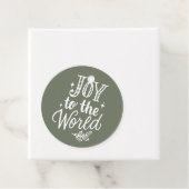 Joy to the World Rustic Taupe Green Christmas Bedankjes Labels (In situ)