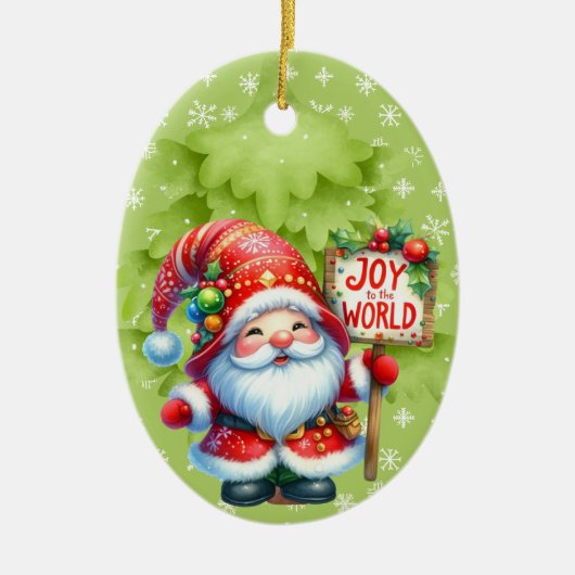 Joy To The World Sinterklaas Sneeuwvlokken Keramisch Ornament (Voorkant)