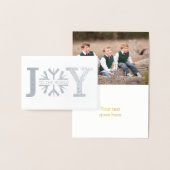 Joy to the world sneeuwvlok modern kerstzilver folie kaarten (Display)