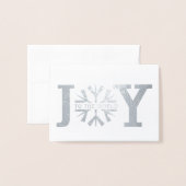 Joy to the world sneeuwvlok modern kerstzilver folie kaarten (Voorkant met envelop)