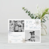Joy to the World Snowflake Twee foto's van Kerstmi Feestdagenkaart (Staand voorkant)