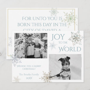 Joy to the World Snowflake Twee foto's van Kerstmi Feestdagenkaart