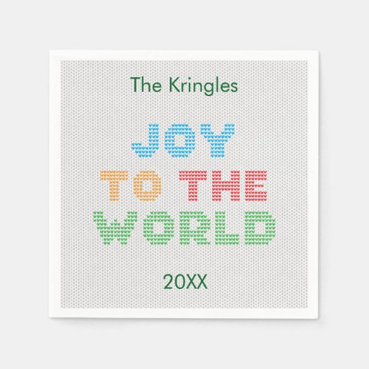 Joy to the World Typografie Kersttrui Servet (Voorkant)