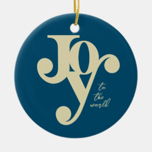 Joy to the World typografische kerstfoto Keramisch Ornament