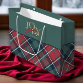 Joy to the World Typography Rustic Plaid Groot Cadeauzakje