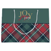 Joy to the World Typography Rustic Plaid Groot Cadeauzakje (Voorkant)