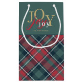 Joy to the World Typography Rustic Plaid Klein Cadeauzakje (Achterkant)