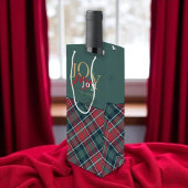 Joy to the World Typography Rustic Plaid Wijn Cadeautas