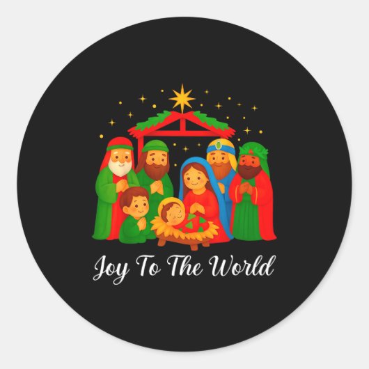 Joy To The World Ugly Christmas Sweater Xmas Squad Ronde Sticker (Voorkant)