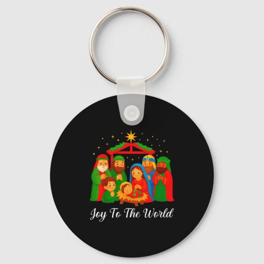 Joy To The World Ugly Christmas Sweater Xmas Squad Sleutelhanger (Voorkant)