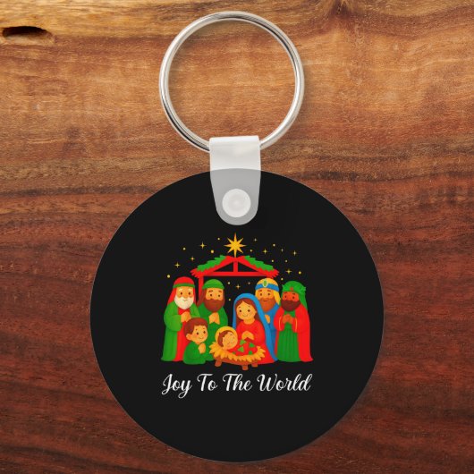 Joy To The World Ugly Christmas Sweater Xmas Squad Sleutelhanger (Voorkant)