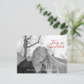 Joy to the World Vakantiefoto Kerst Rood Zwart Feestdagenkaart (Staand voorkant)