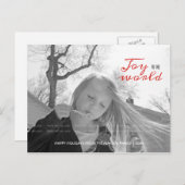 Joy to the World Vakantiefoto Kerst Rood Zwart Feestdagenkaart (Voorkant / Achterkant)