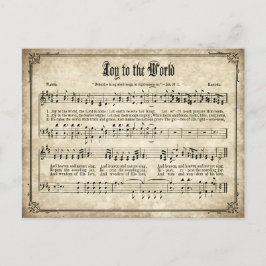 Joy to the World Vintage Christmas Carol Briefkaar Feestdagenkaart